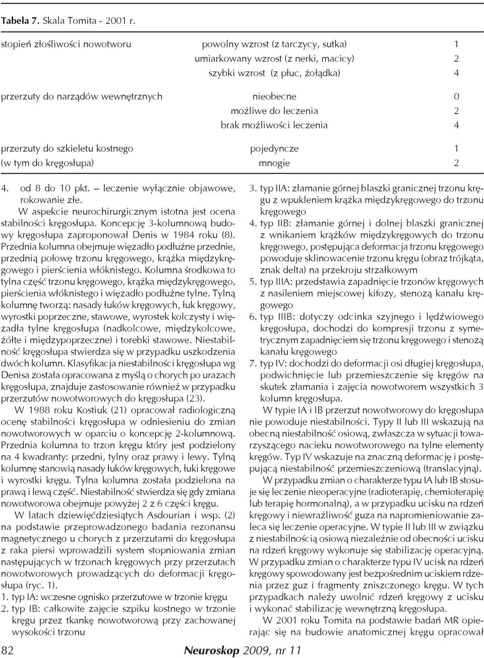 leczenia 2 brak możliwości leczenia 4 przerzuty do szkieletu kostnego pojedyncze 1 (w tym do kręgosłupa) mnogie 2 4. od 8 do 10 pkt. leczenie wyłącznie objawowe, rokowanie złe.