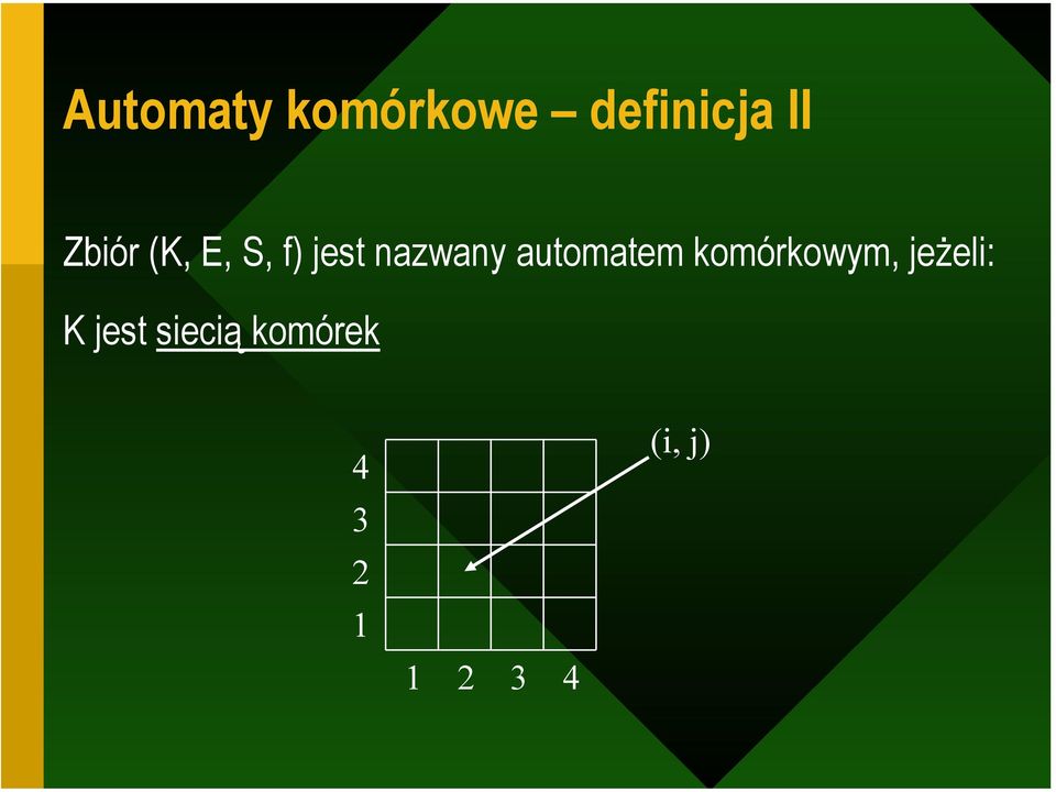 automatem komórkowym, jeżeli: K