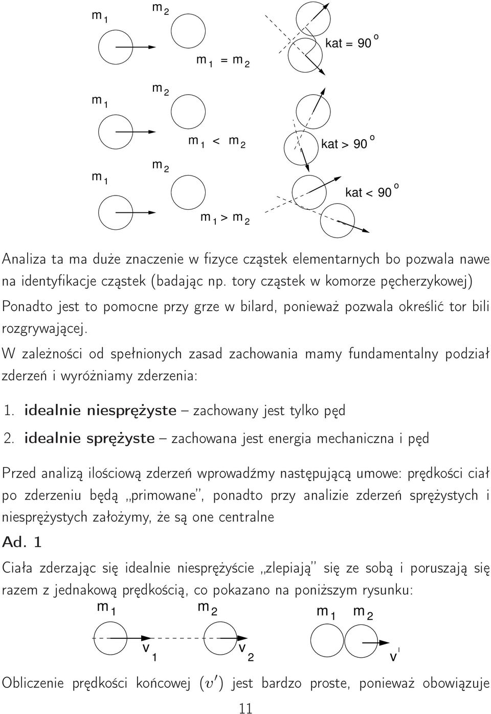 W zależności od spełnionych zasad zachowania mamy fundamentalny podział zdezeń i wyóżniamy zdezenia:. idealnie niespężyste zachowany jest tylko pęd.