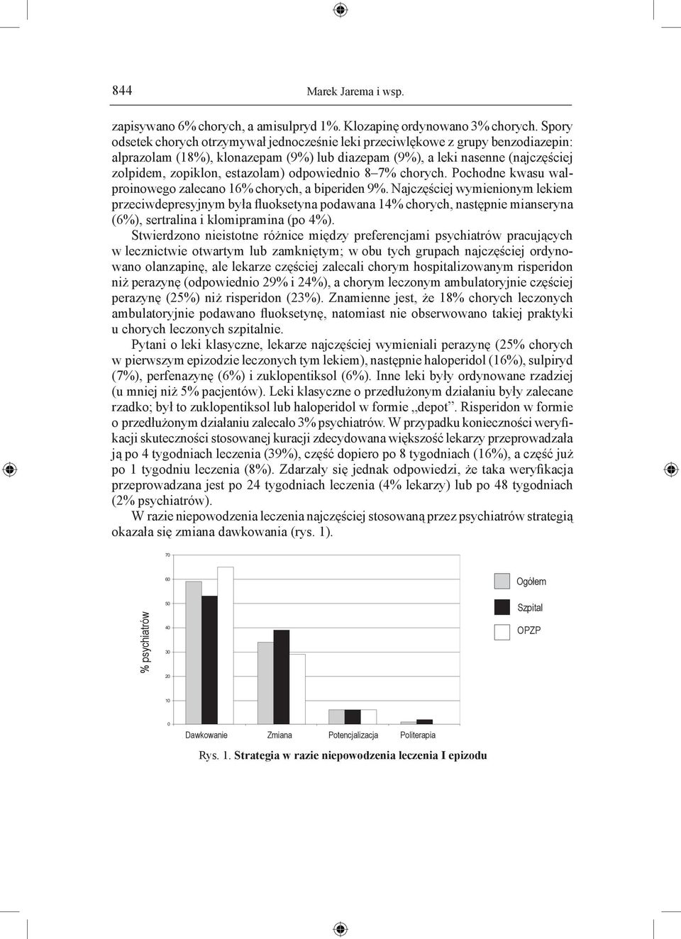 odpowiednio 8 7% chorych. Pochodne kwasu walproinowego zalecano 16% chorych, a biperiden 9%.