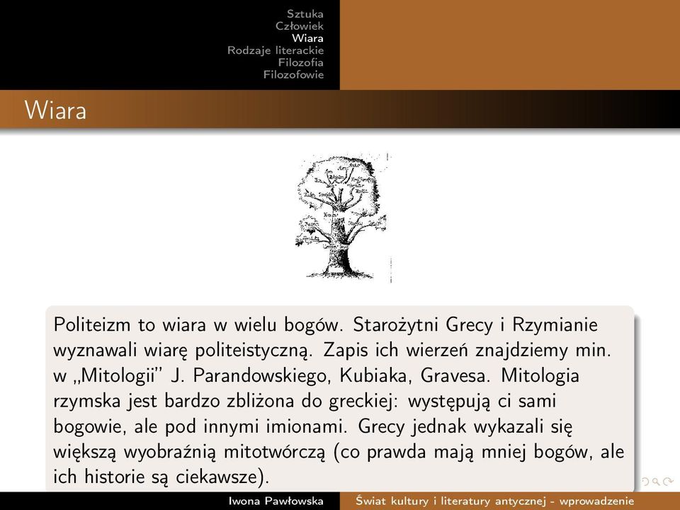 Mitologia rzymska jest bardzo zbliżona do greckiej: występują ci sami bogowie, ale pod innymi