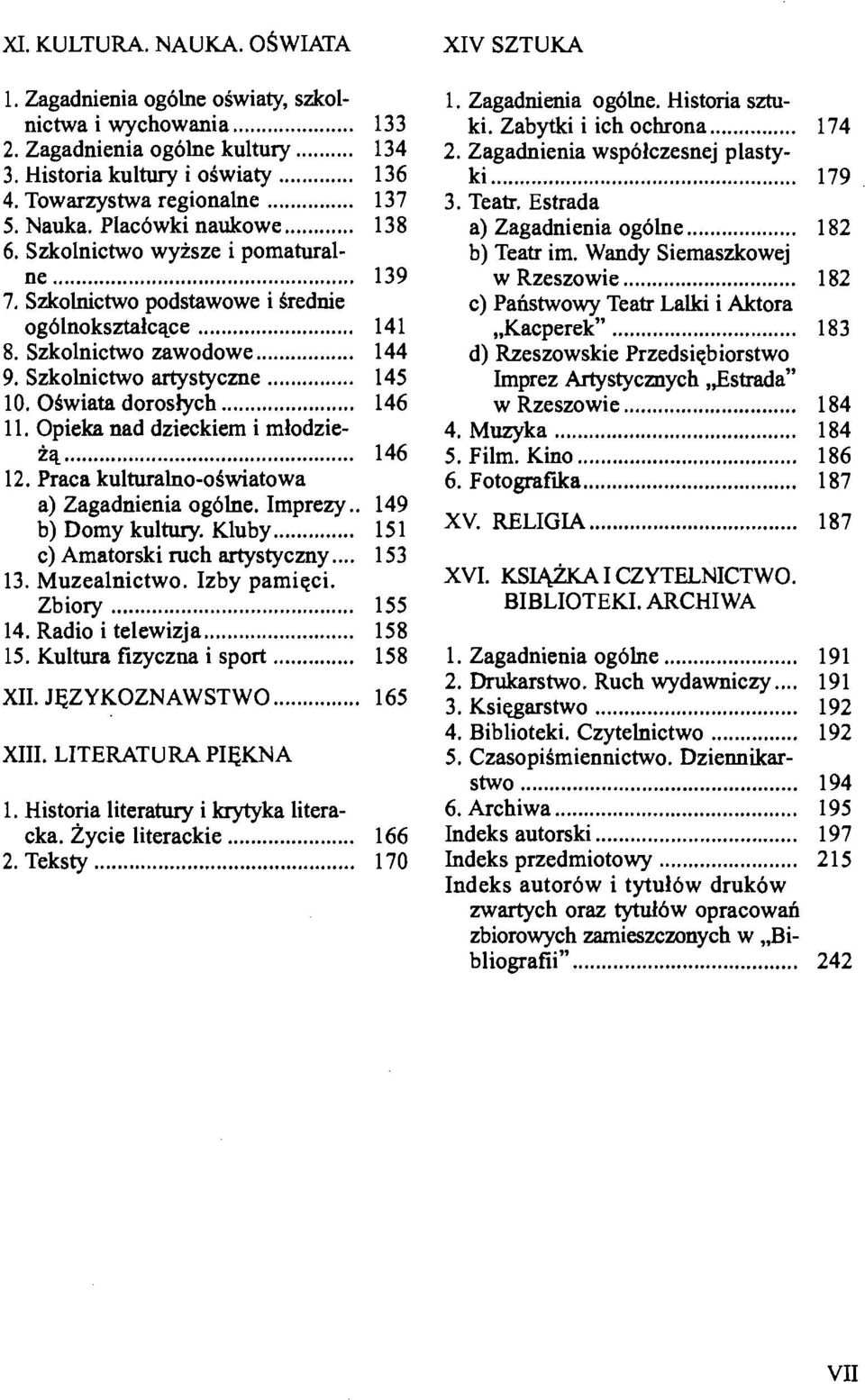 Opieka nad dzieckiem i mlodzieiq...... 12. Praca kulturalno-oiwiatowa a) Zagadnienia og6lne. Imprezy.. b) Domy kultury. Kluby... c) Amatorski ruch artystyczny... 13. Muzealnictwo. Izby pamiqci.