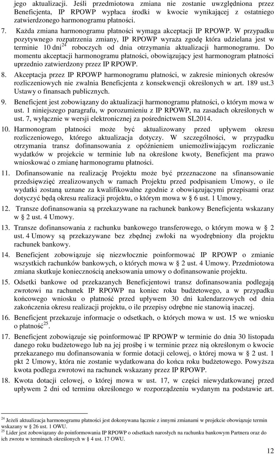 W przypadku pozytywnego rozpatrzenia zmiany, IP RPOWP wyraża zgodę która udzielana jest w terminie 10 dni 24 roboczych od dnia otrzymania aktualizacji harmonogramu.