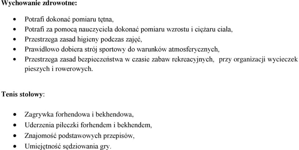 bezpieczeństwa w czasie zabaw rekreacyjnych, przy organizacji wycieczek pieszych i rowerowych.