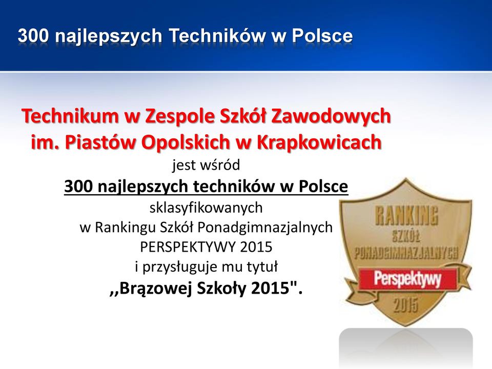 Piastów Opolskich w Krapkowicach jest wśród 300 najlepszych