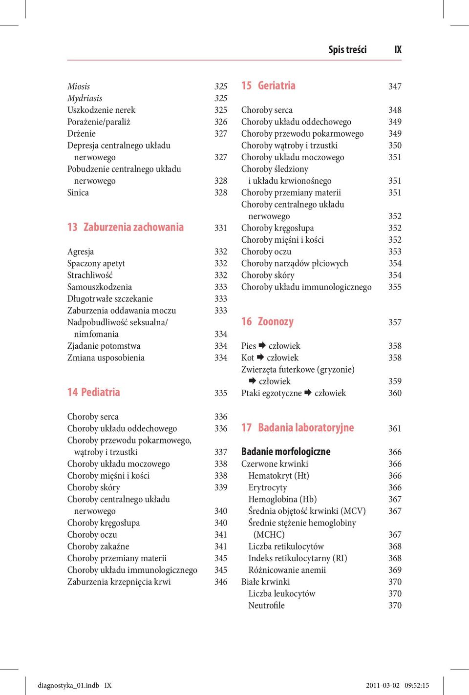 potomstwa 334 Zmiana usposobienia 334 14 Pediatria 335 Choroby serca 336 Choroby układu oddechowego 336 Choroby przewodu pokarmowego, wątroby i trzustki 337 Choroby układu moczowego 338 Choroby