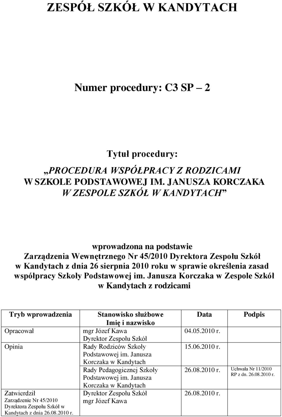 współpracy Szkoły Podstawowej im.