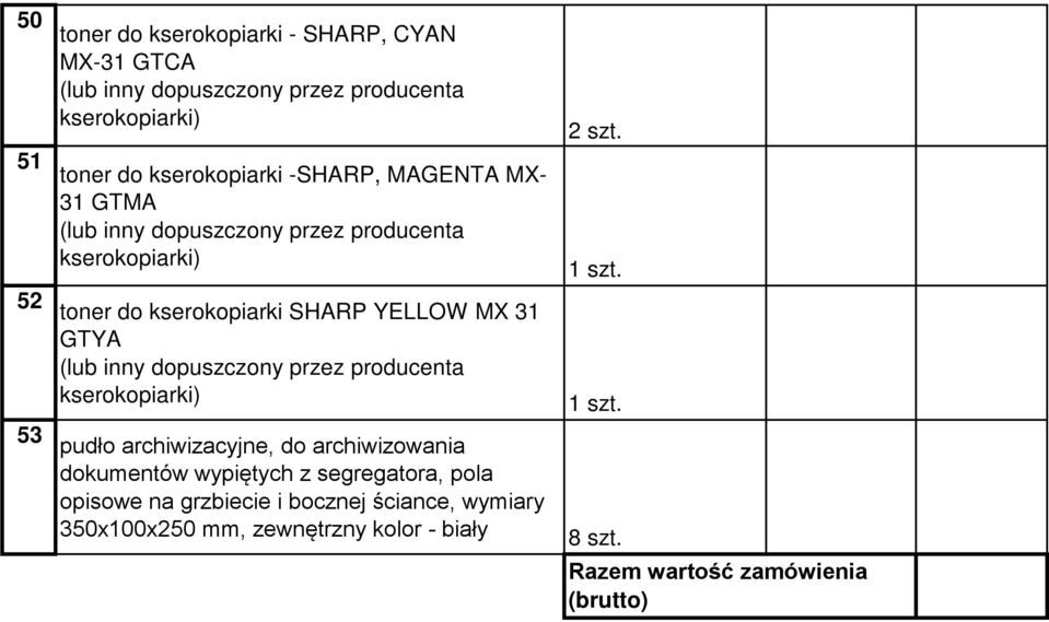 archiwizowania dokumentów wypiętych z segregatora, pola opisowe na grzbiecie i bocznej ściance,