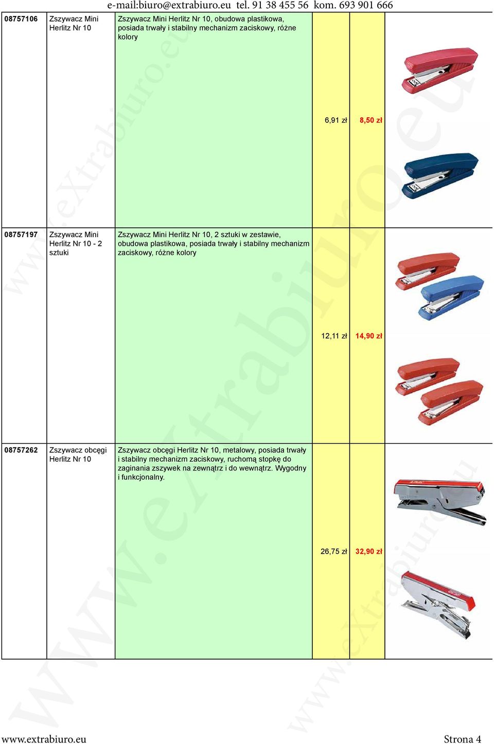 posiada trwały i stabilny mechanizm zaciskowy, różne kolory Zszywacz obcęgi Herlitz Nr 10, metalowy, posiada trwały i stabilny mechanizm zaciskowy,