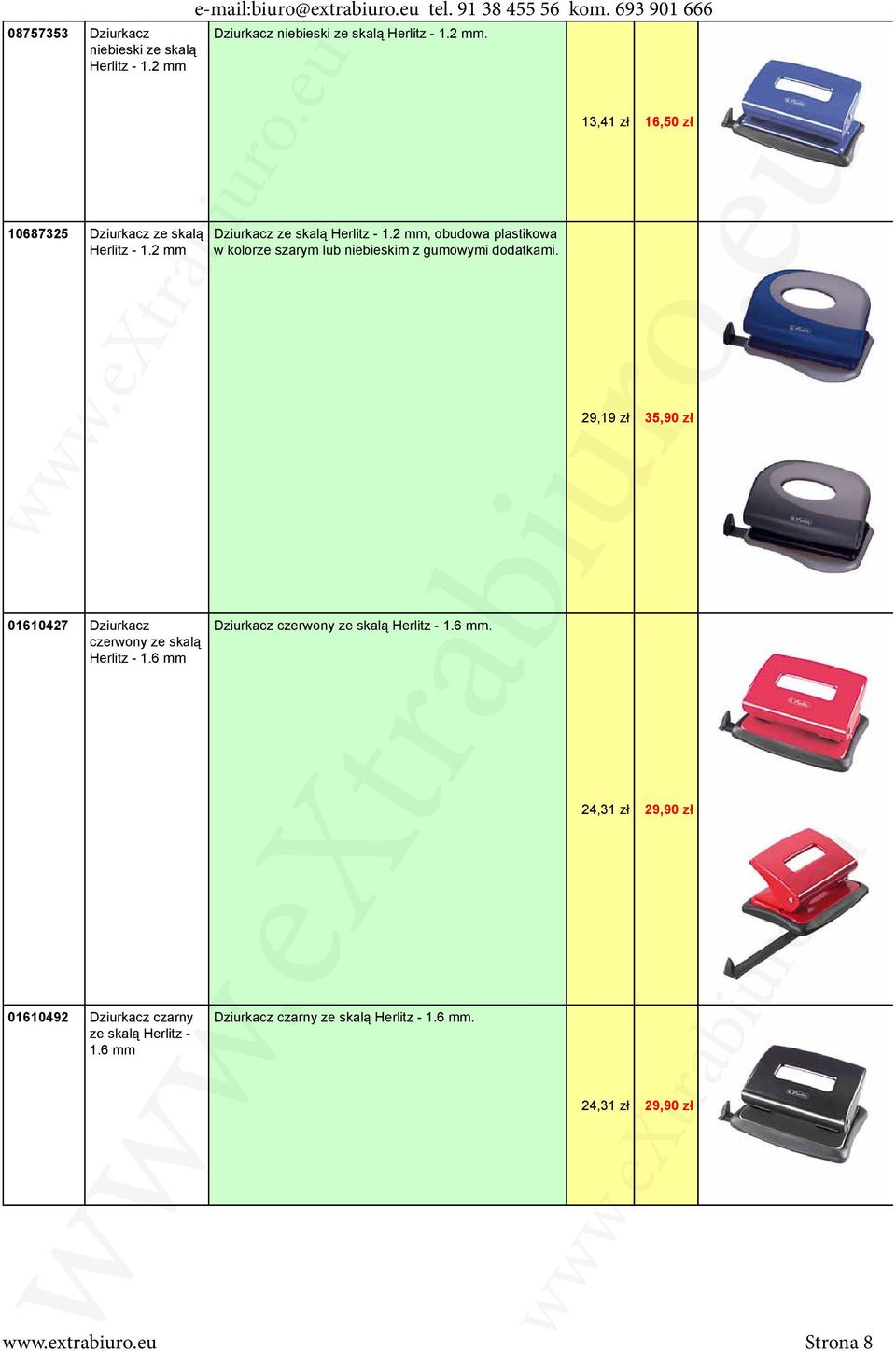 01610427 Dziurkacz czerwony ze skalą Herlitz - 1.6 mm 01610492 Dziurkacz czarny ze skalą Herlitz - 1.