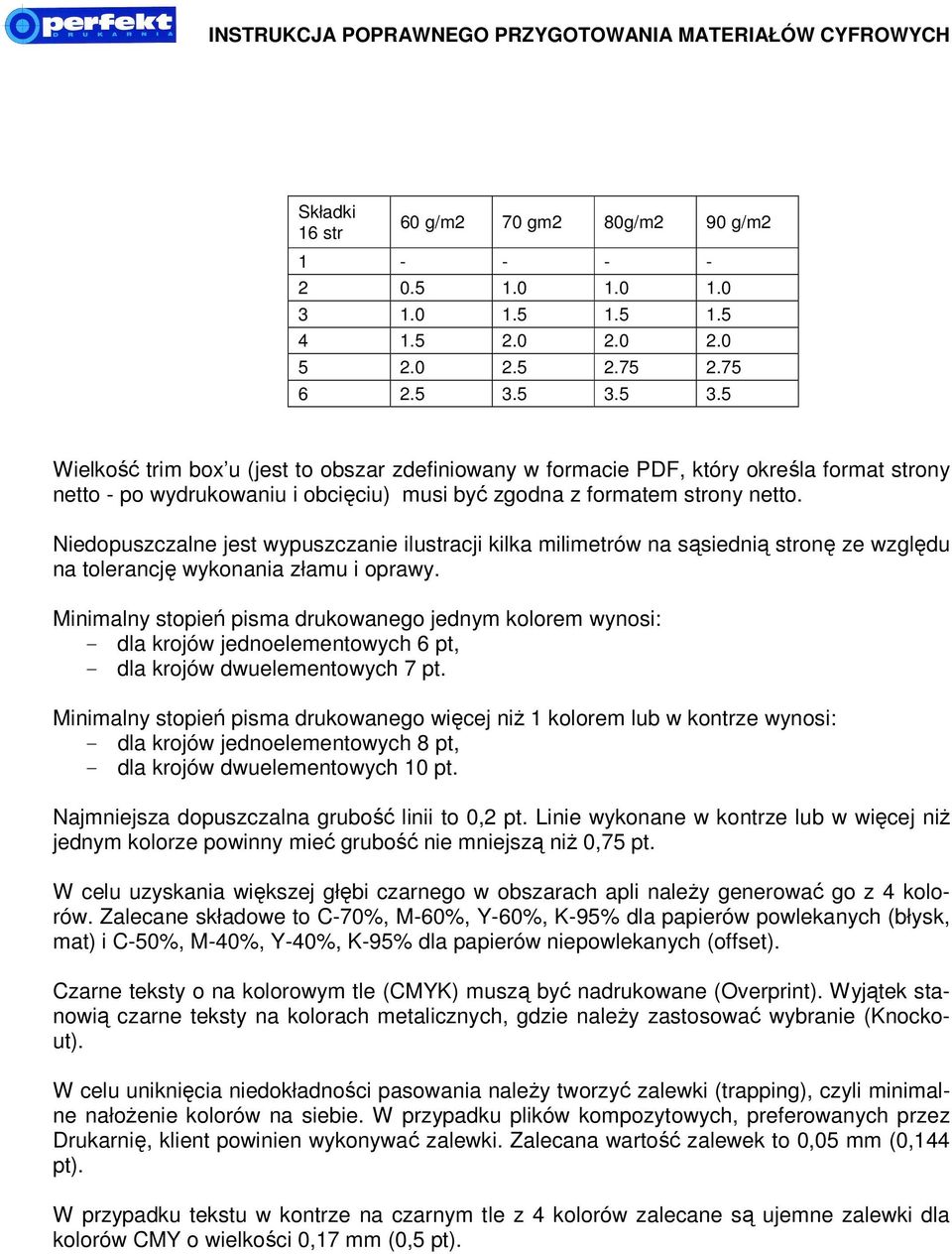 Niedopuszczalne jest wypuszczanie ilustracji kilka milimetrów na sąsiednią stronę ze względu na tolerancję wykonania złamu i oprawy.