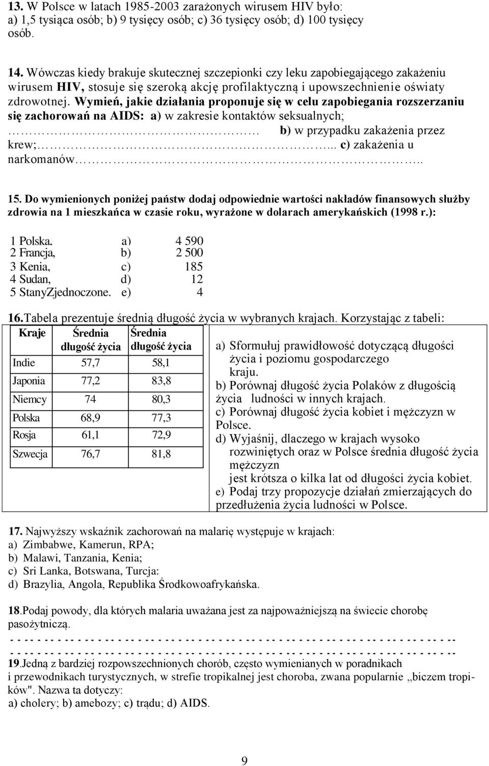 Wymień, jakie działania proponuje się w celu zapobiegania rozszerzaniu się zachorowań na AIDS: a) w zakresie kontaktów seksualnych; b) w przypadku zakażenia przez krew;... c) zakażenia u narkomanów.