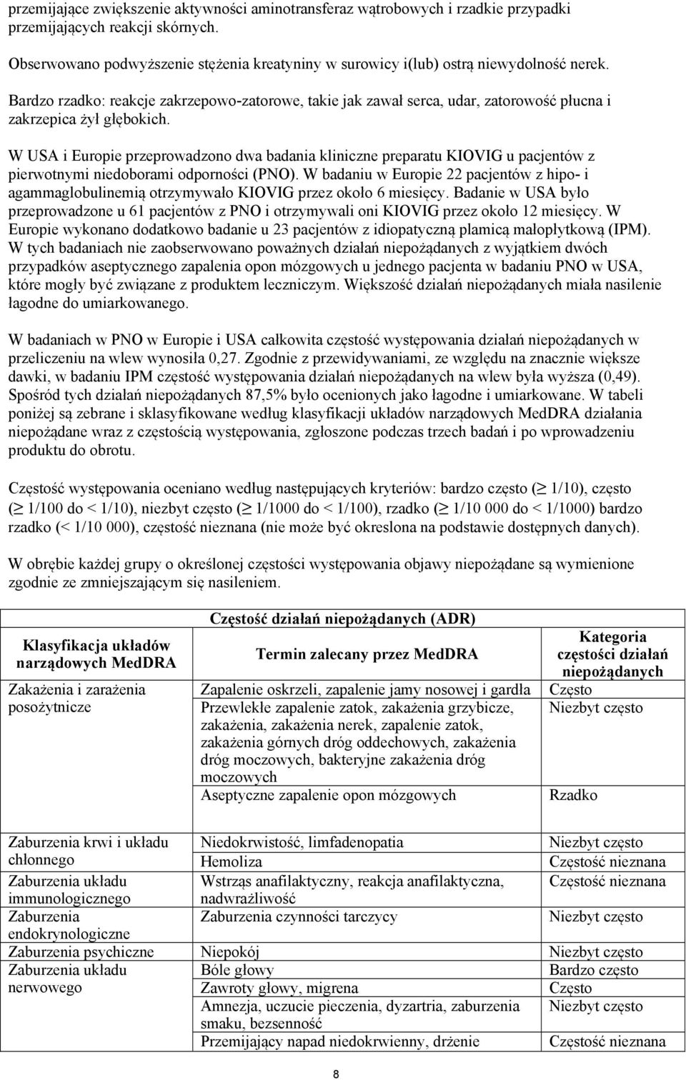 Bardzo rzadko: reakcje zakrzepowo-zatorowe, takie jak zawał serca, udar, zatorowość płucna i zakrzepica żył głębokich.