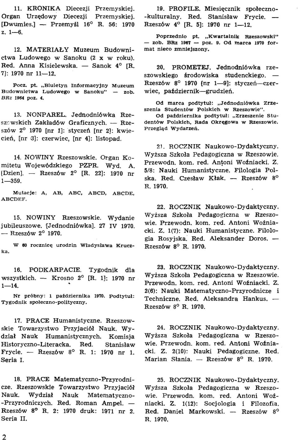 Jednodni6wka Rzeszcwskich Zaklad6w Graficznych. - Rzesz6w Z0 1970 [nr I.]: styczefi [nr 21: kwiecien, [nr 131: czerwiec, [nr 41: listopad. 14. NOWINY Rzeszowskie. Organ Komitetu Wojew6dzkiego PZPR.