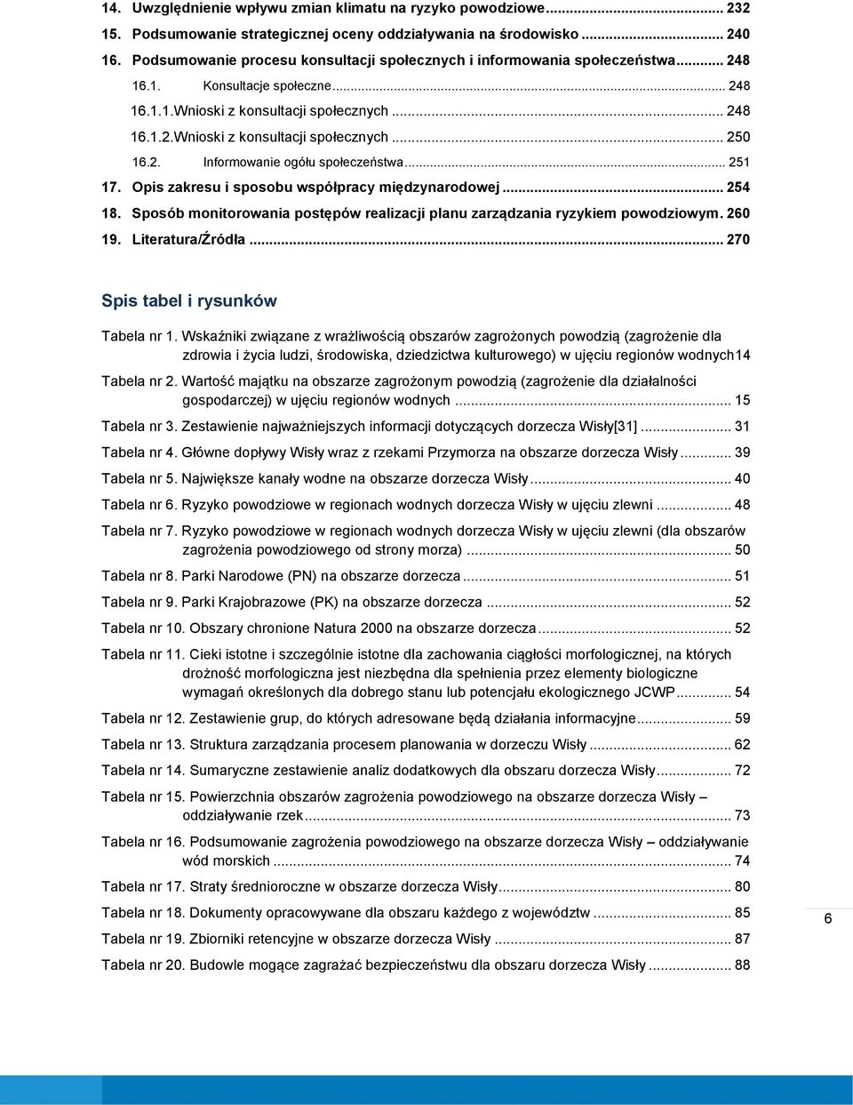 2. Informowanie ogółu społeczeństwa... 251 17. Opis zakresu i sposobu współpracy międzynarodowej... 254 18. Sposób monitorowania postępów realizacji planu zarządzania ryzykiem powodziowym. 260 19.