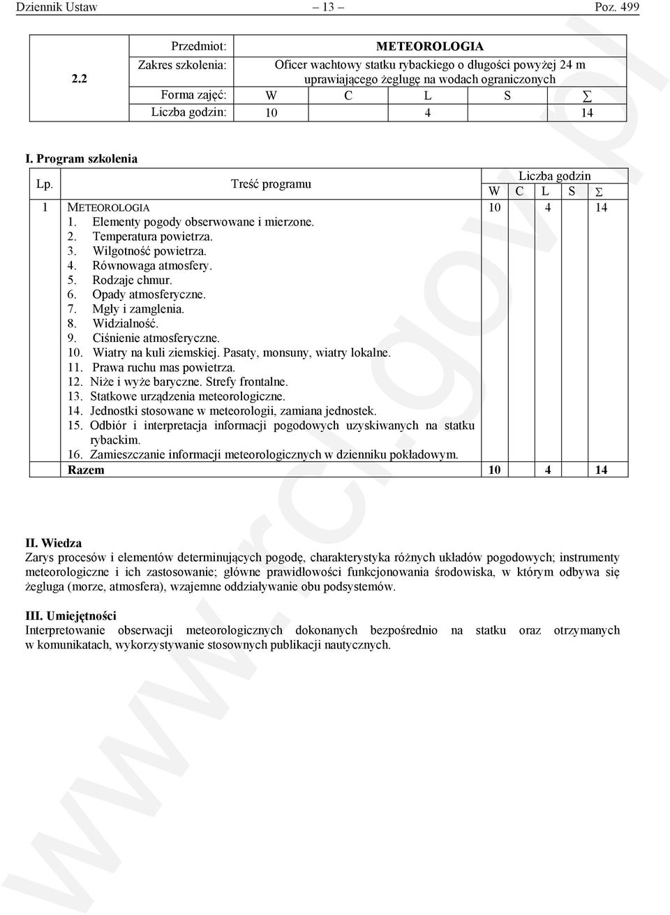 Ciśnienie atmosferyczne. 10. Wiatry na kuli ziemskiej. Pasaty, monsuny, wiatry lokalne. 11. Prawa ruchu mas powietrza. 12. Niże i wyże baryczne. Strefy frontalne. 13.