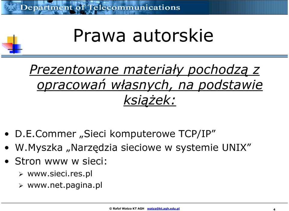 Commer Sieci komputerowe TCP/IP W.