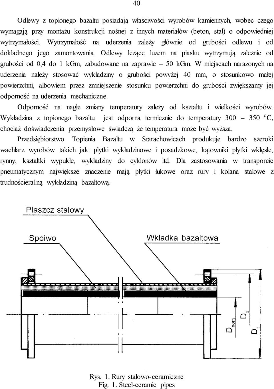 Odlewy leżące luzem na piasku wytrzymują zależnie od grubości od 0,4 do 1 kgm, zabudowane na zaprawie 50 kgm.