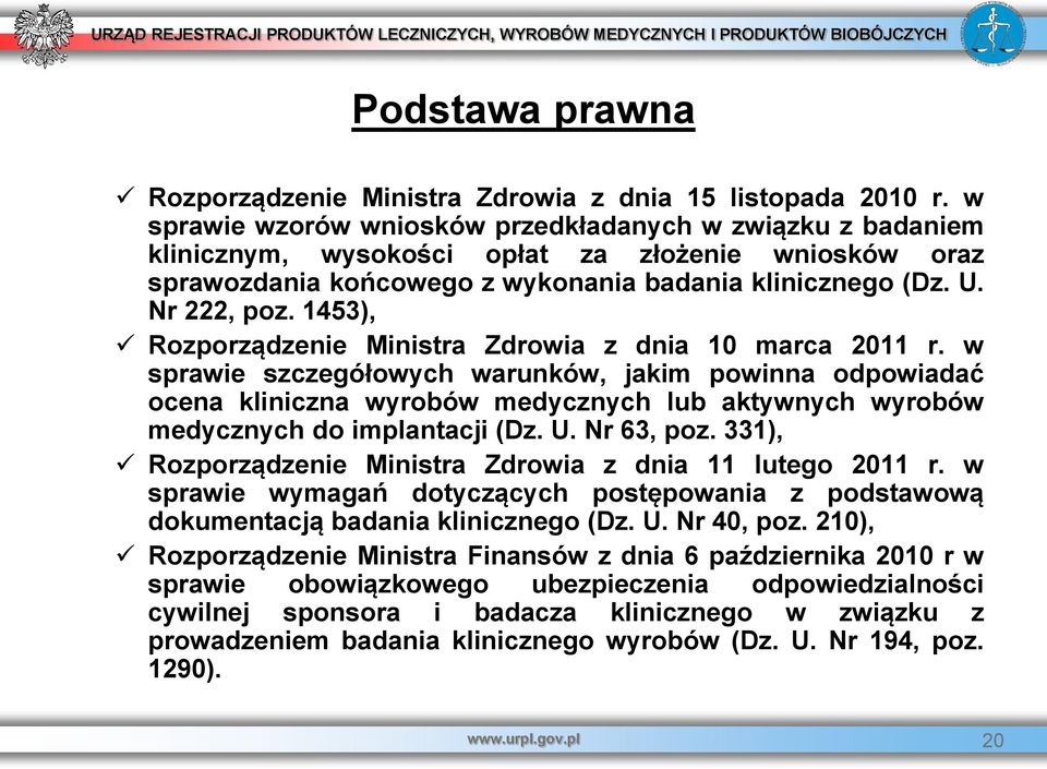 1453), Rozporządzenie Ministra Zdrowia z dnia 10 marca 2011 r.