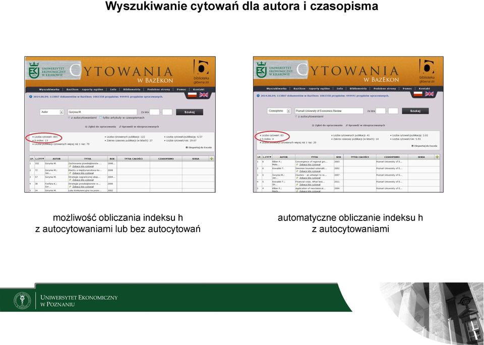 z autocytowaniami lub bez autocytowań