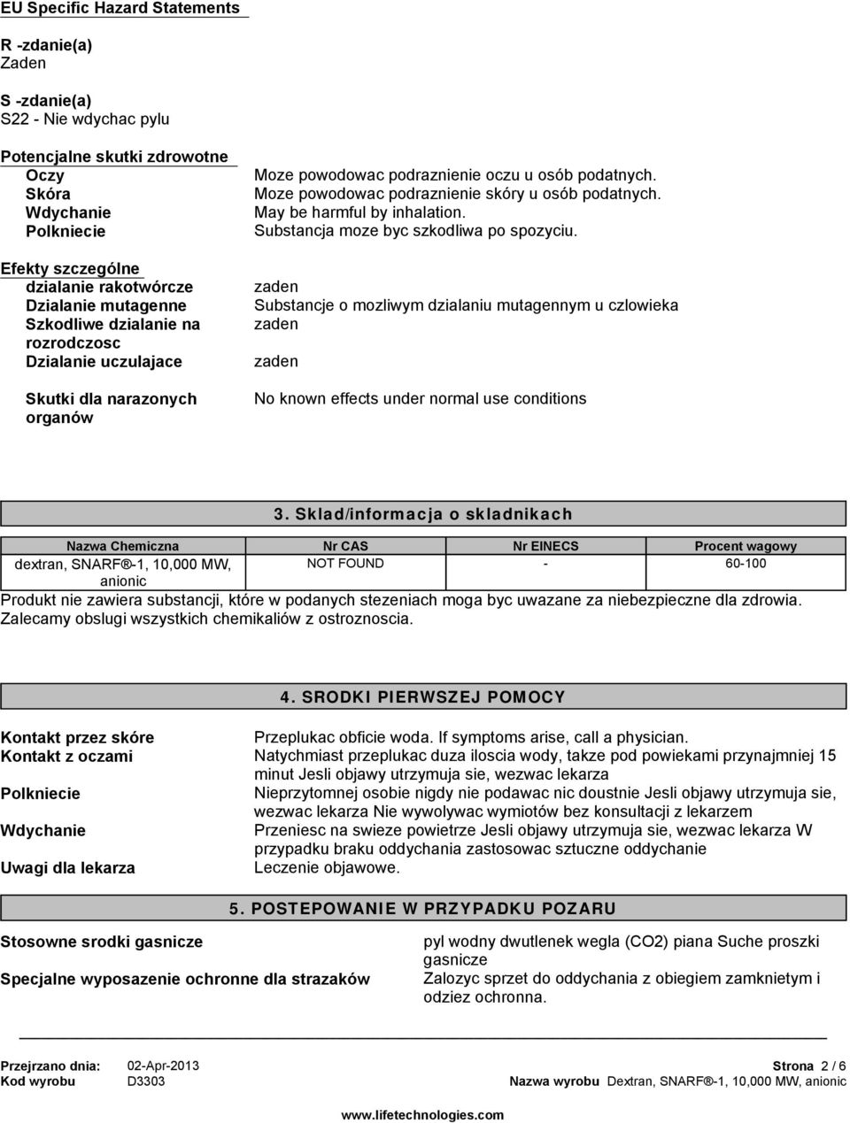 May be harmful by inhalation. Substancja moze byc szkodliwa po spozyciu. Substancje o mozliwym dzialaniu mutagennym u czlowieka No known effects under normal use conditions 3.