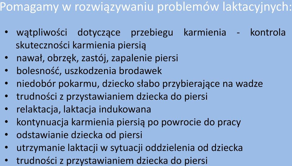 wadze trudności z przystawianiem dziecka do piersi relaktacja, laktacja indukowana kontynuacja karmienia piersią po powrocie do