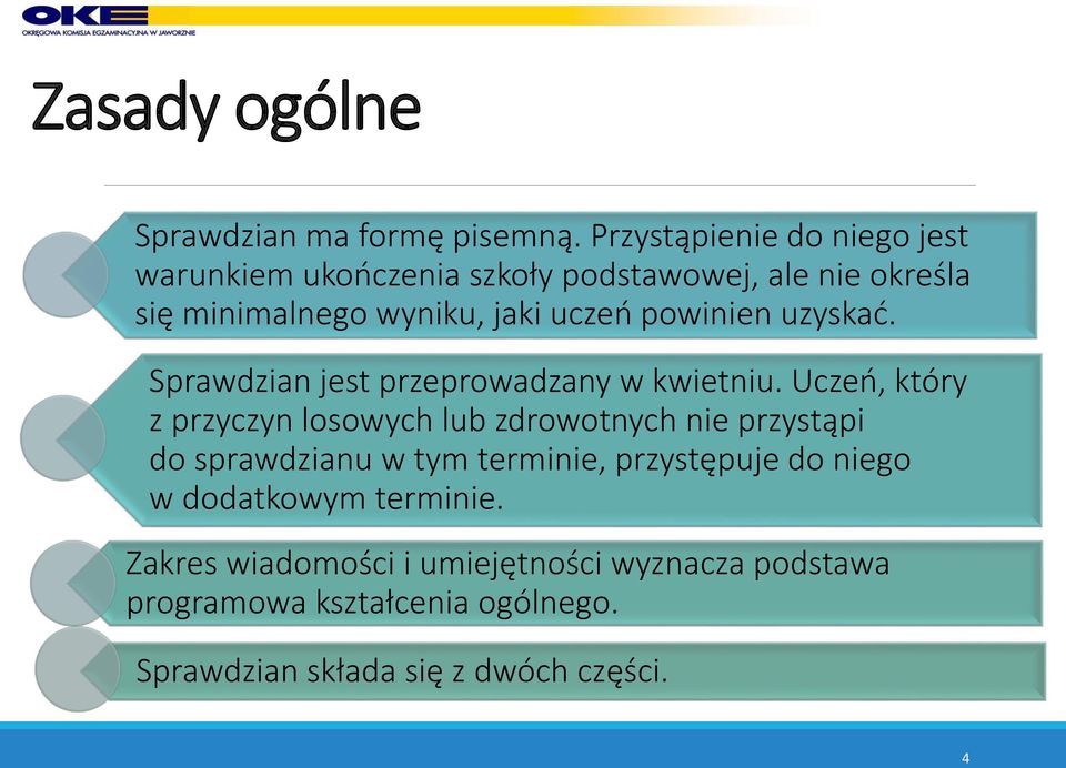 powinien uzyskać. Sprawdzian jest przeprowadzany w kwietniu.