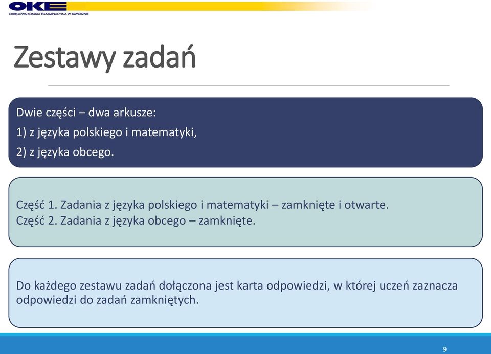 Zadania z języka polskiego i matematyki zamknięte i otwarte. Część 2.