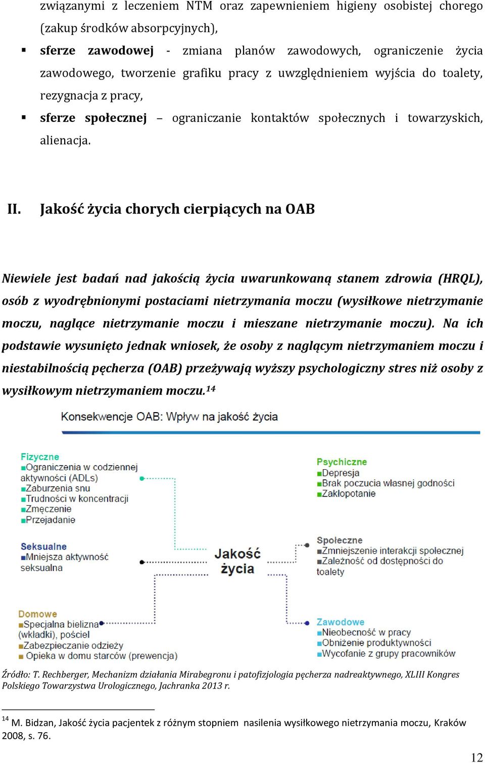 Jakość życia chorych cierpiących na OAB Niewiele jest badań nad jakością życia uwarunkowaną stanem zdrowia (HRQL), osób z wyodrębnionymi postaciami nietrzymania moczu (wysiłkowe nietrzymanie moczu,