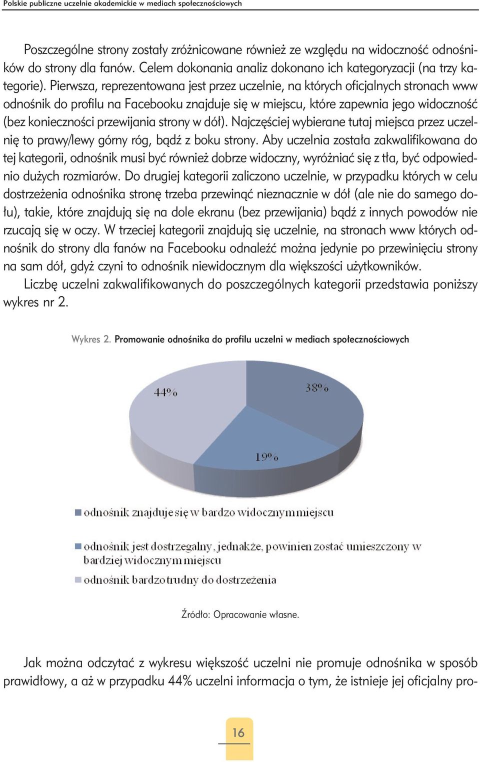 Pierwsza, reprezentowana jest przez uczelnie, na których oficjalnych stronach www odnośnik do profilu na Facebooku znajduje się w miejscu, które zapewnia jego widoczność (bez konieczności przewijania