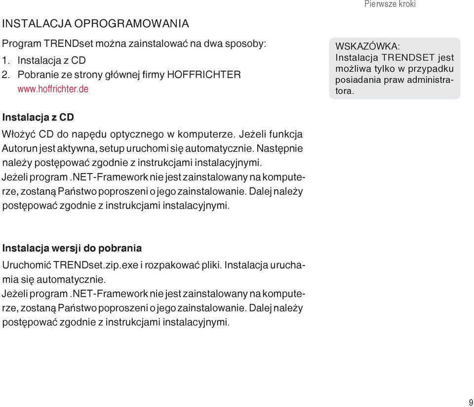 Jeżeli funkcja Autorun jest aktywna, setup uruchomi się automatycznie. Następnie należy postępować zgodnie z instrukcjami instalacyjnymi. Jeżeli program.