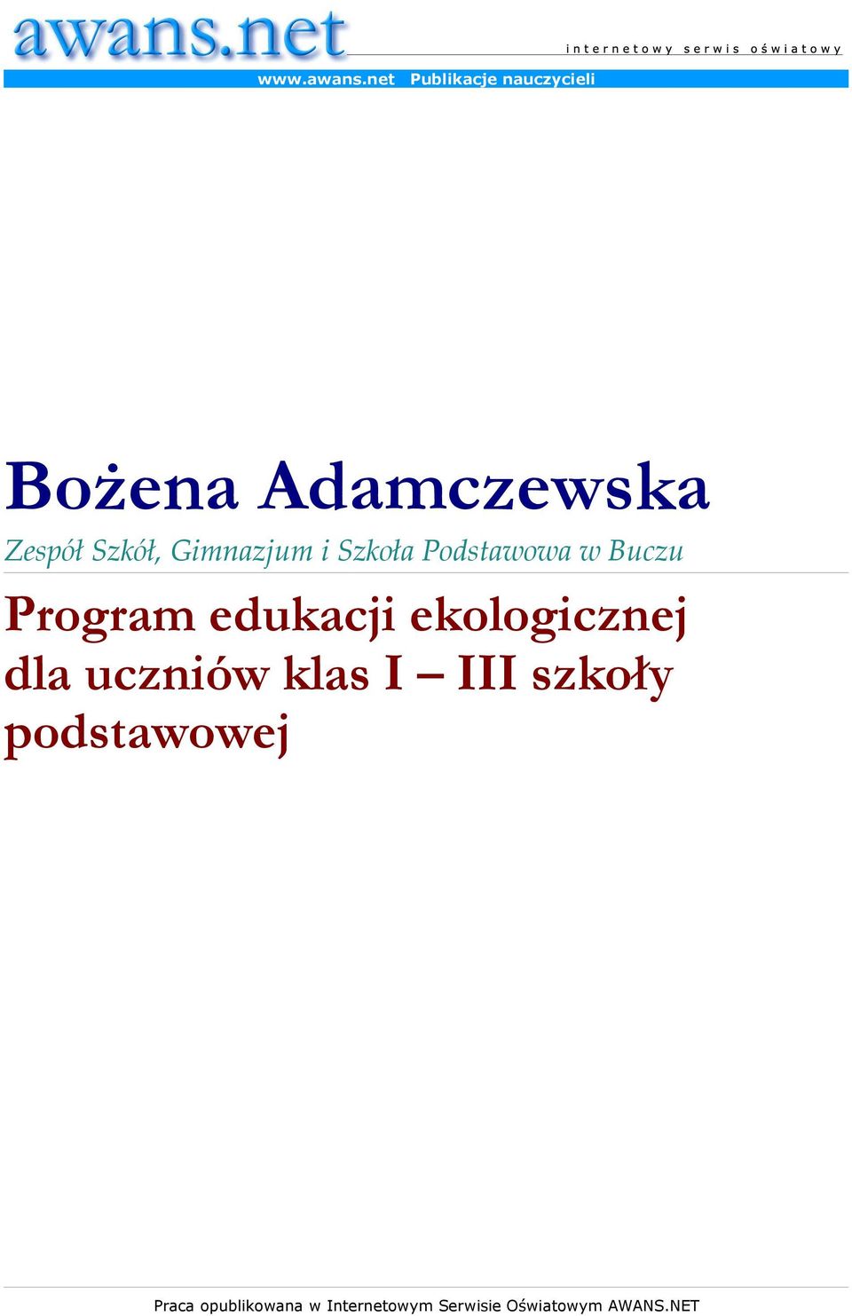 Gimnazjum i Szkoła Podstawowa w Buczu Program edukacji