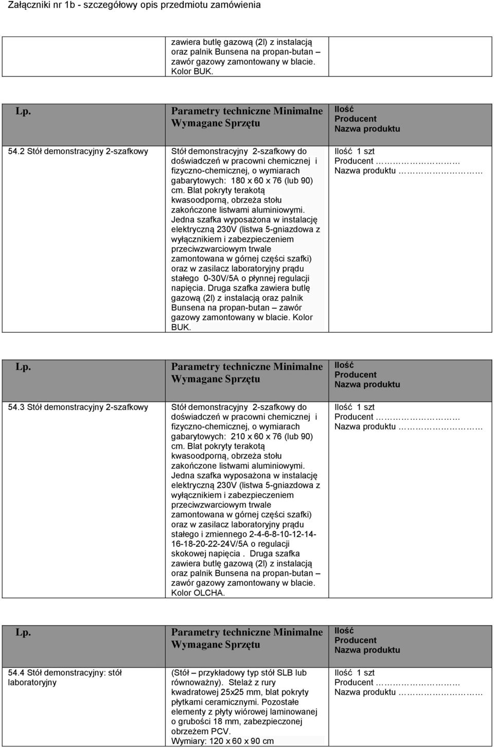 Blat pokryty terakotą kwasoodporną, obrzeża stołu zakończone listwami aluminiowymi.