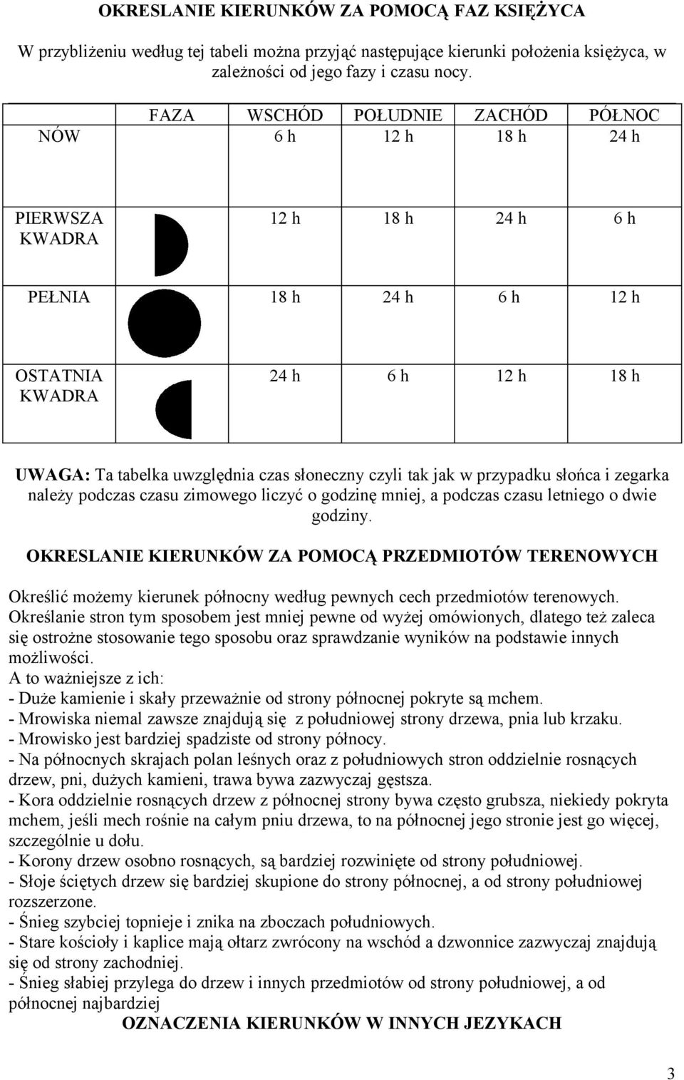 tak jak w przypadku słońca i zegarka należy podczas czasu zimowego liczyć o godzinę mniej, a podczas czasu letniego o dwie godziny.