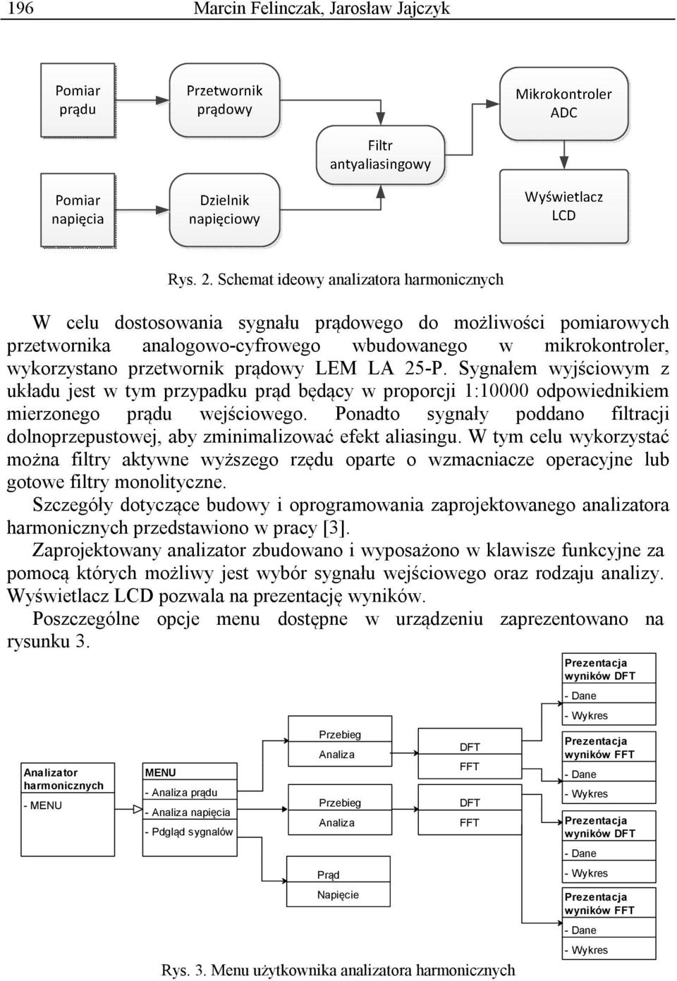 prądowy LEM LA 25-P. Sygnałem wyjściowym z układu jest w tym przypadku prąd będący w proporcji 1:10000 odpowiednikiem mierzonego prądu wejściowego.