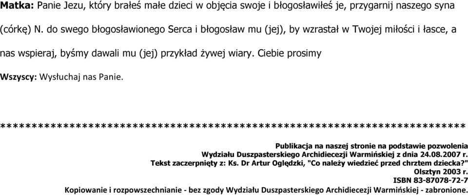 Ciebie prosimy Wszyscy: Wysłuchaj nas Panie.