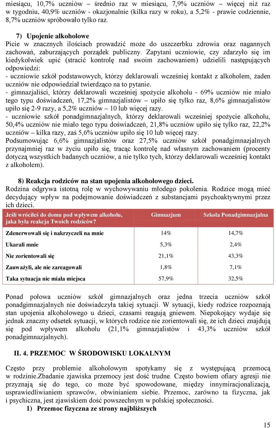 Zapytani uczniowie, czy zdarzyło się im kiedykolwiek upić (stracić kontrolę nad swoim zachowaniem) udzielili następujących odpowiedzi: - uczniowie szkół podstawowych, którzy deklarowali wcześniej