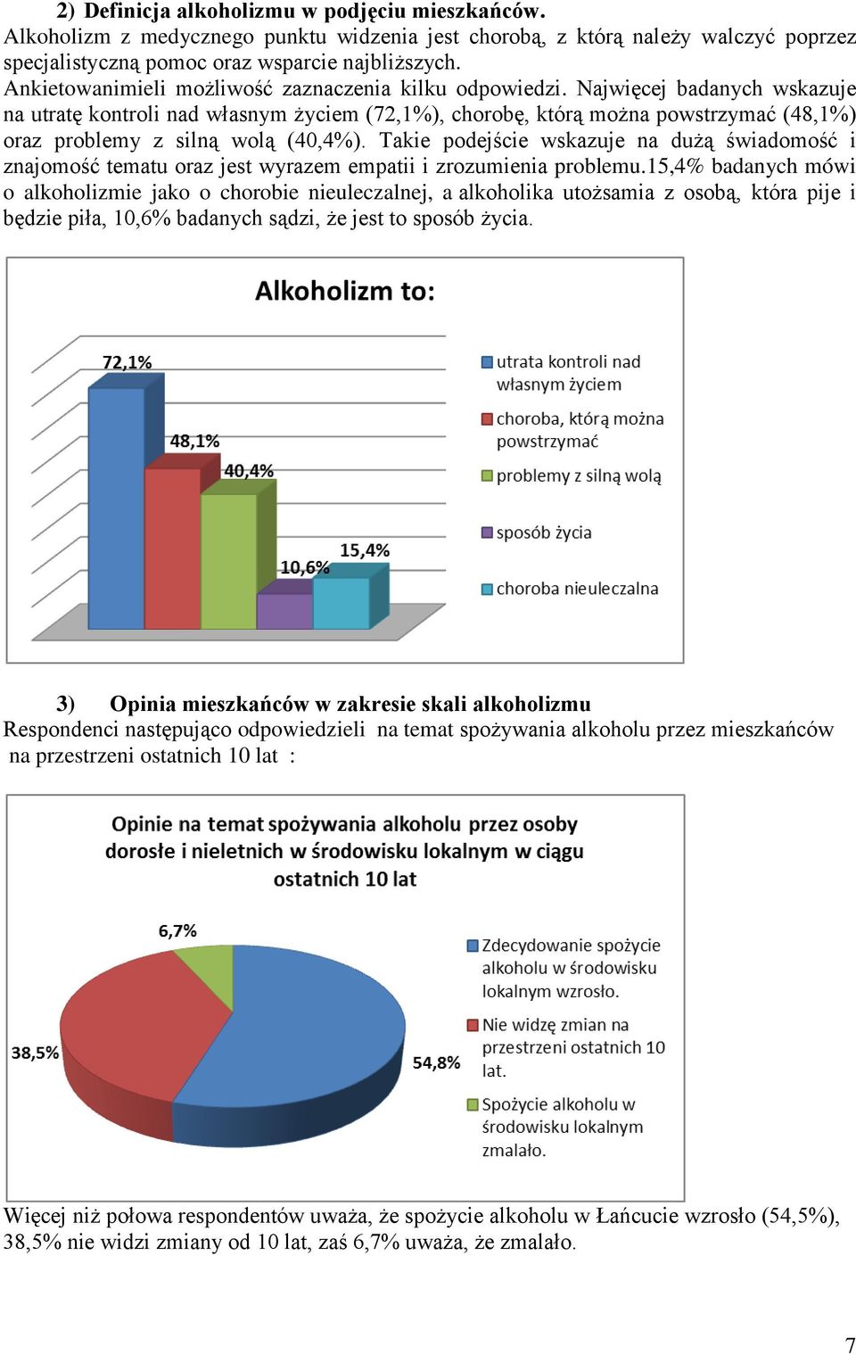 Najwięcej badanych wskazuje na utratę kontroli nad własnym życiem (72,1%), chorobę, którą można powstrzymać (48,1%) oraz problemy z silną wolą (40,4%).