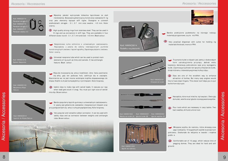 Dostępne w czterech wielkościach: okrągłe - 3.1, 3.7 mm oraz owalne - 4.5 mm. Kolor czarny. High quality strong rings from stainless steel. They can be used in D-rigs and as connectors in stiff rigs.