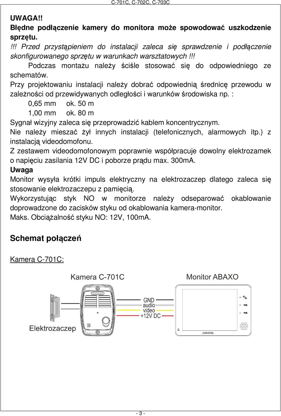 !! Podczas montażu należy ściśle stosować się do odpowiedniego ze schematów.