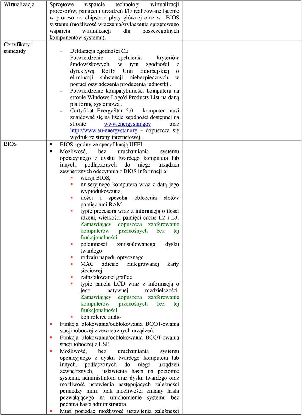 Certyfikaty i standardy Deklaracja zgodności CE Potwierdzenie spełnienia kryteriów środowiskowych, w tym zgodności z dyrektywą RoHS Unii Europejskiej o eliminacji substancji niebezpiecznych w postaci