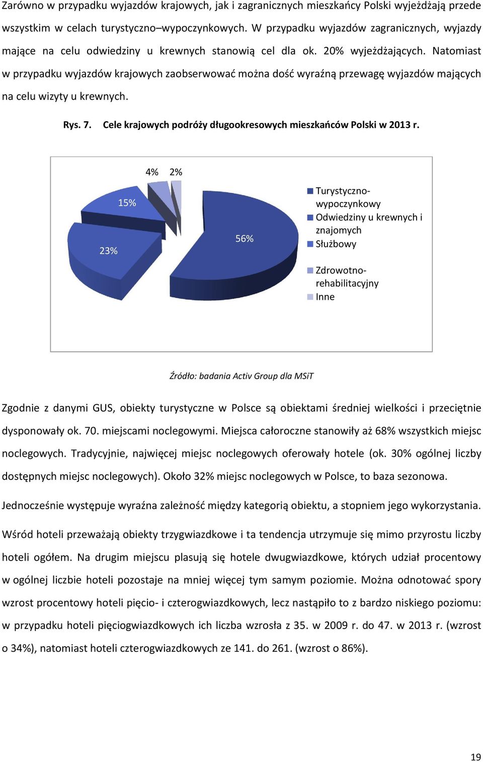 Natomiast w przypadku wyjazdów krajowych zaobserwować można dość wyraźną przewagę wyjazdów mających na celu wizyty u krewnych. Rys. 7.