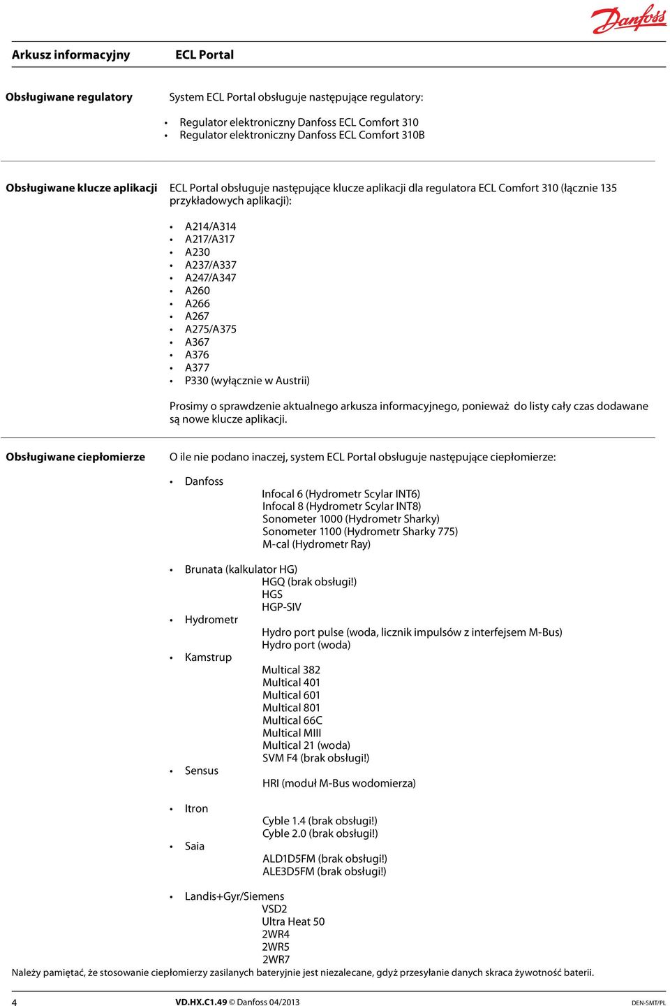 Austrii) Prosimy o sprawdzenie aktuanego arkusza informacyjnego, ponieważ do isty cały czas dodawane są nowe kucze apikacji.