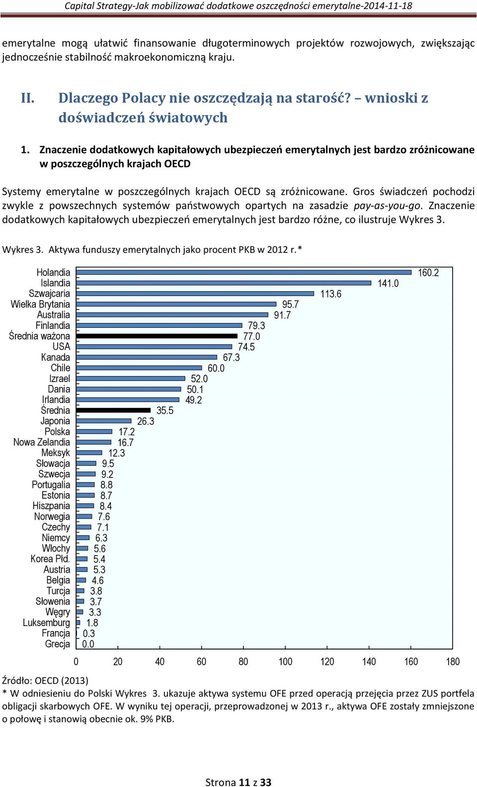 Znaczenie dodatkowych kapitałowych ubezpieczeń emerytalnych jest bardzo zróżnicowane w poszczególnych krajach OECD Systemy emerytalne w poszczególnych krajach OECD są zróżnicowane.