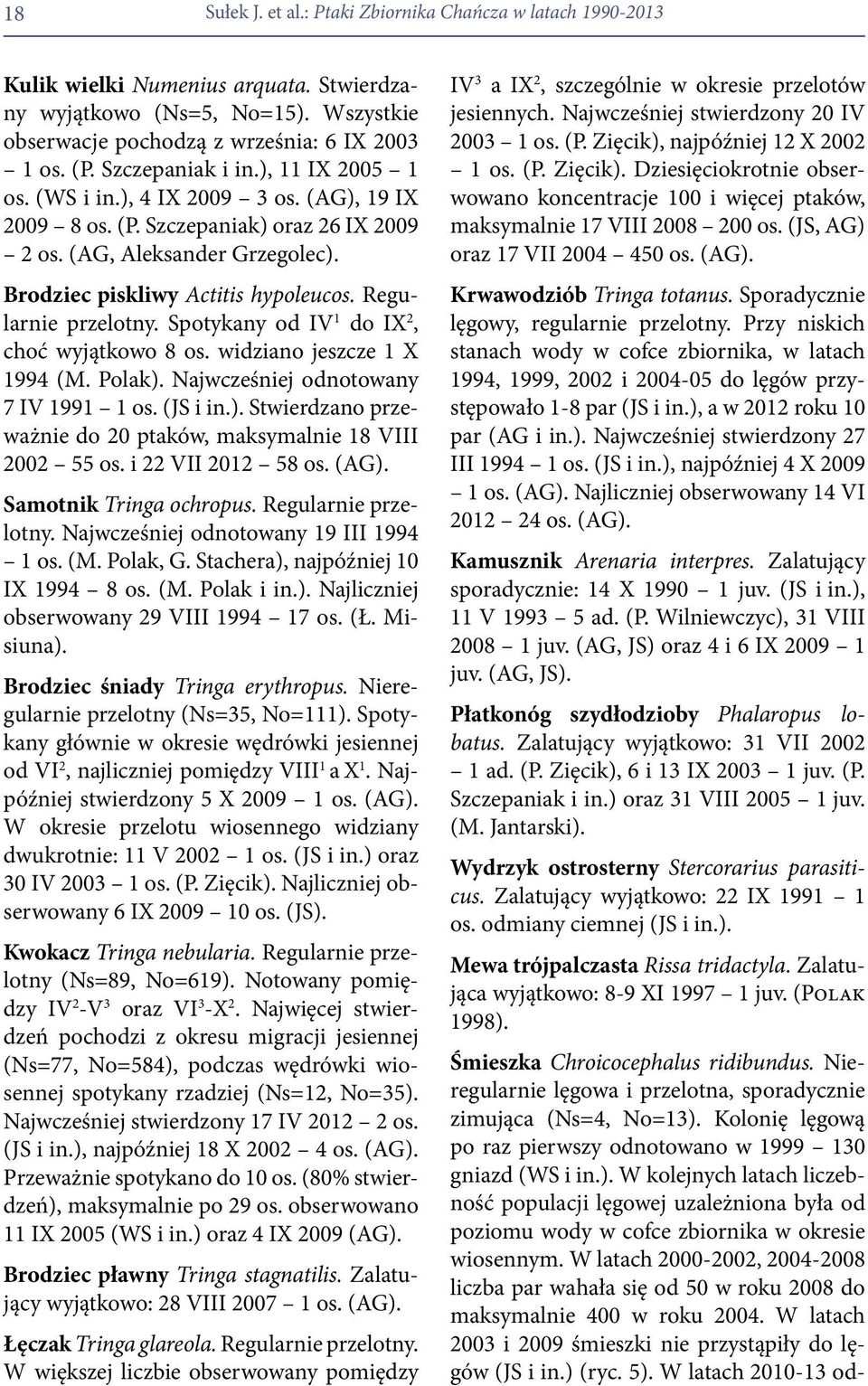 Regularnie przelotny. Spotykany od IV 1 do IX 2, choć wyjątkowo 8 os. widziano jeszcze 1 X 1994 (M. Polak). Najwcześniej odnotowany 7 IV 1991 1 os. (JS i in.). Stwierdzano przeważnie do 20 ptaków, maksymalnie 18 VIII 2002 55 os.