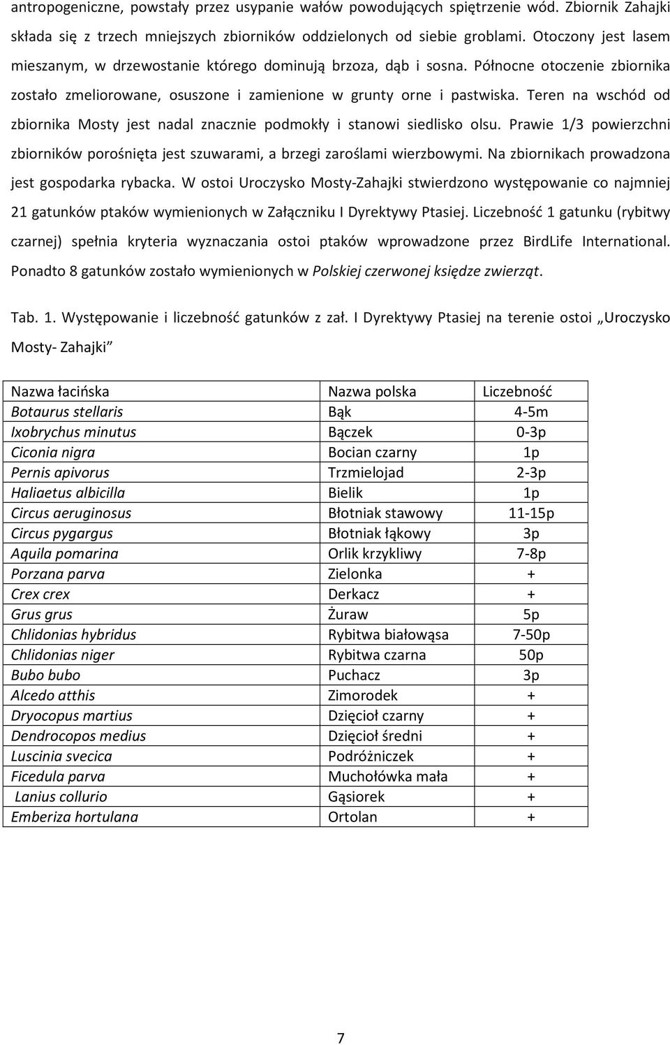 Teren na wschód od zbiornika Mosty jest nadal znacznie podmokły i stanowi siedlisko olsu. Prawie 1/3 powierzchni zbiorników porośnięta jest szuwarami, a brzegi zaroślami wierzbowymi.