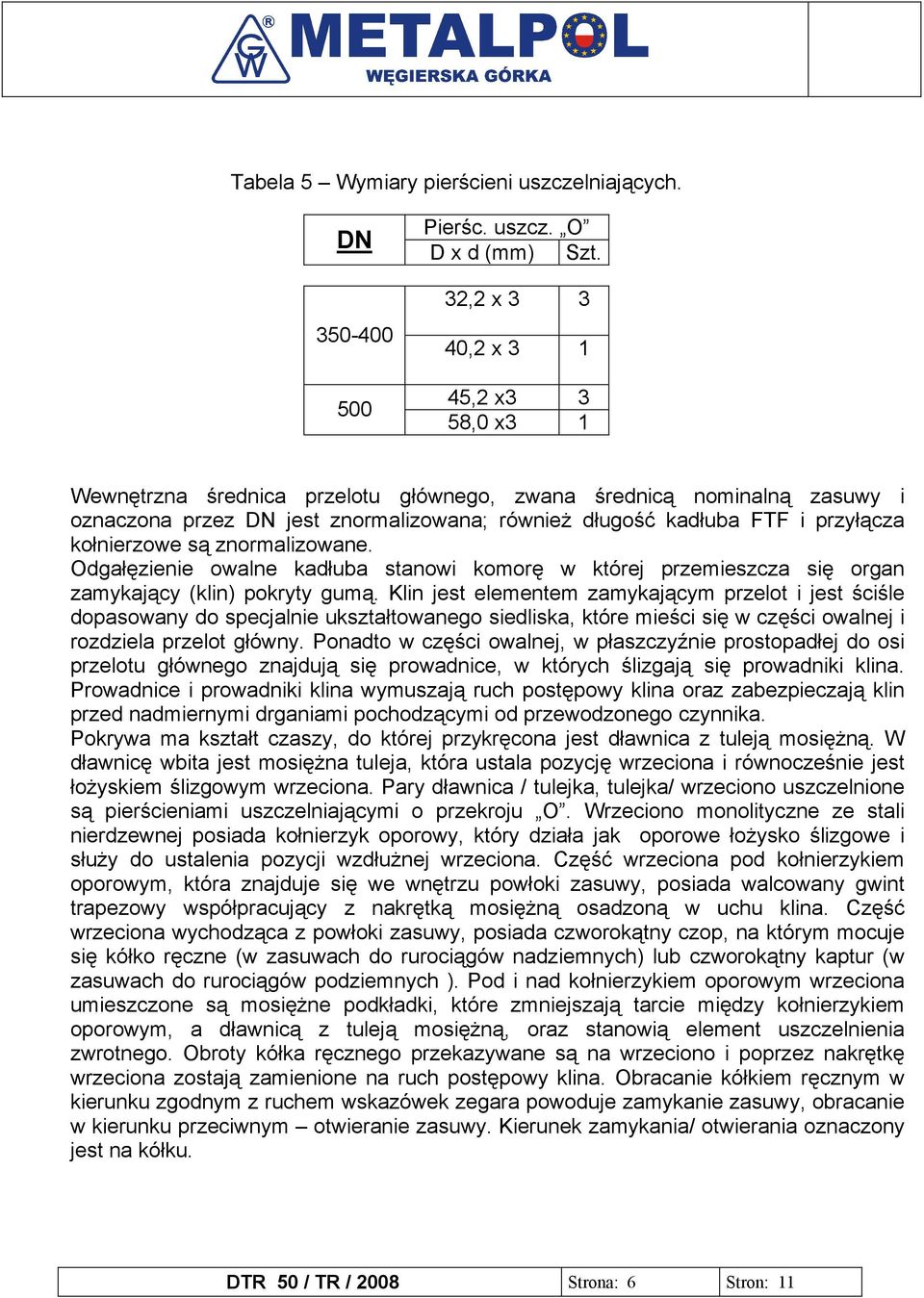 kołnierzowe są znormalizowane. Odgałęzienie owalne kadłuba stanowi komorę w której przemieszcza się organ zamykający (klin) pokryty gumą.