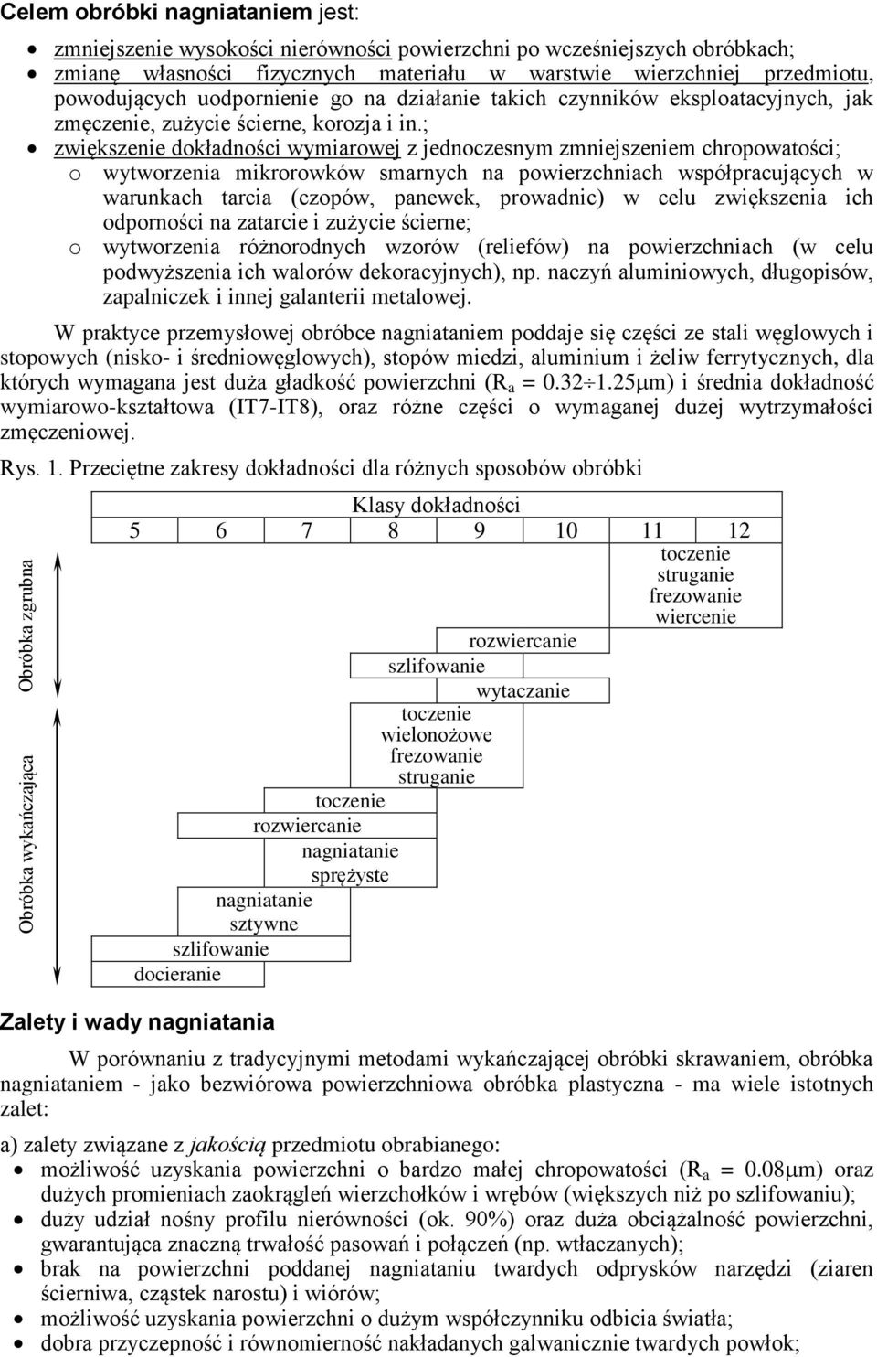 ; zwiększenie dokładności wymiarowej z jednoczesnym zmniejszeniem chropowatości; o wytworzenia mikrorowków smarnych na powierzchniach współpracujących w warunkach tarcia (czopów, panewek, prowadnic)