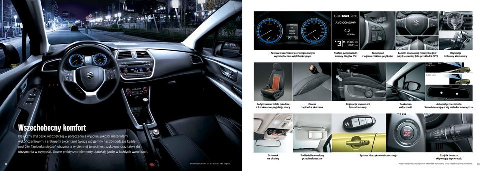 kierowcy Doskonała widoczność Automatyczne światła Samościemnające się lusterko wewnętrzne Wszechobecny komfort Klasyczny styl deski rozdzielczej w połączeniu z wysokiej jakości materiałami