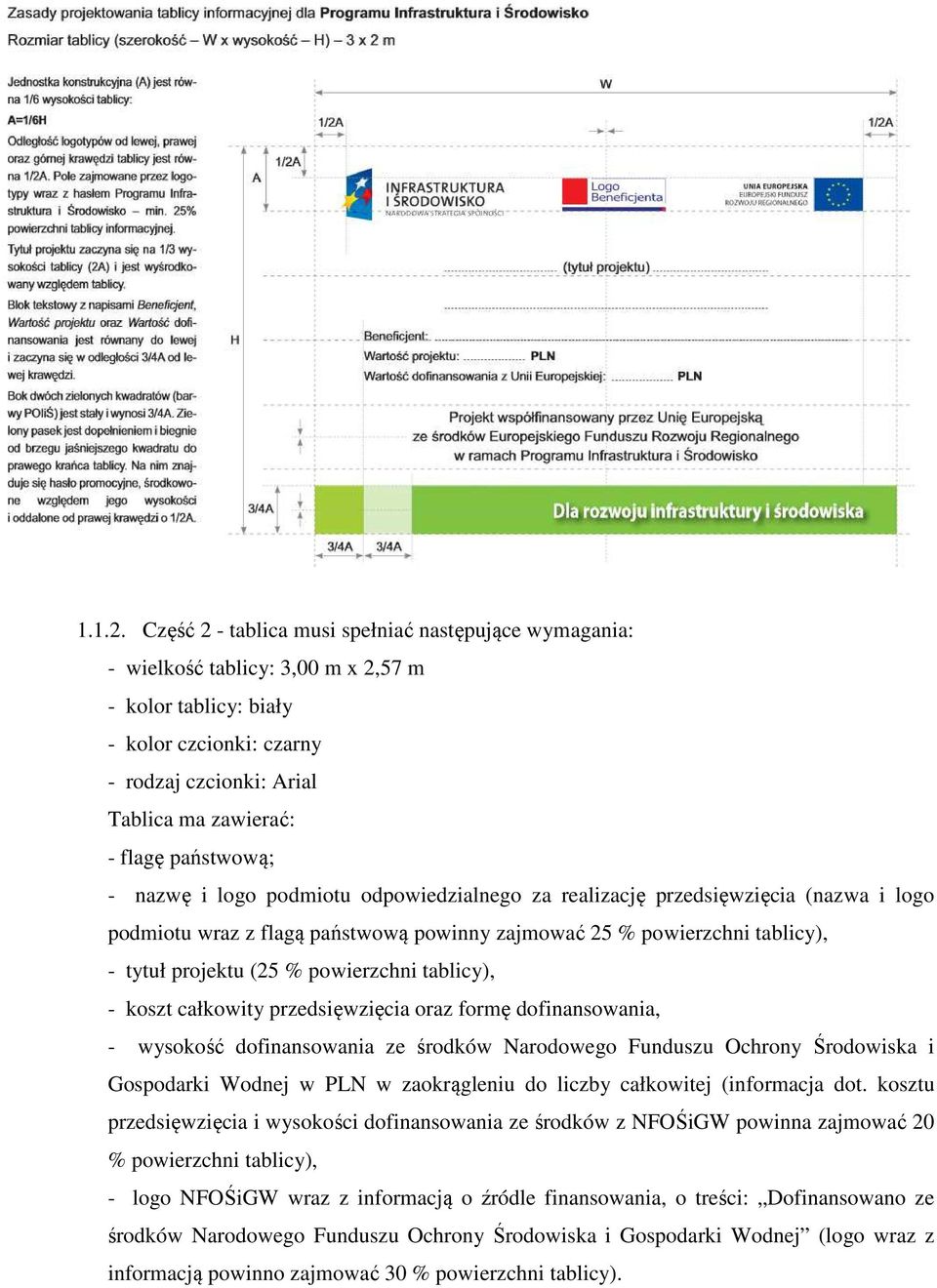 państwową; - nazwę i logo podmiotu odpowiedzialnego za realizację przedsięwzięcia (nazwa i logo podmiotu wraz z flagą państwową powinny zajmować 25 % powierzchni tablicy), - tytuł projektu (25 %